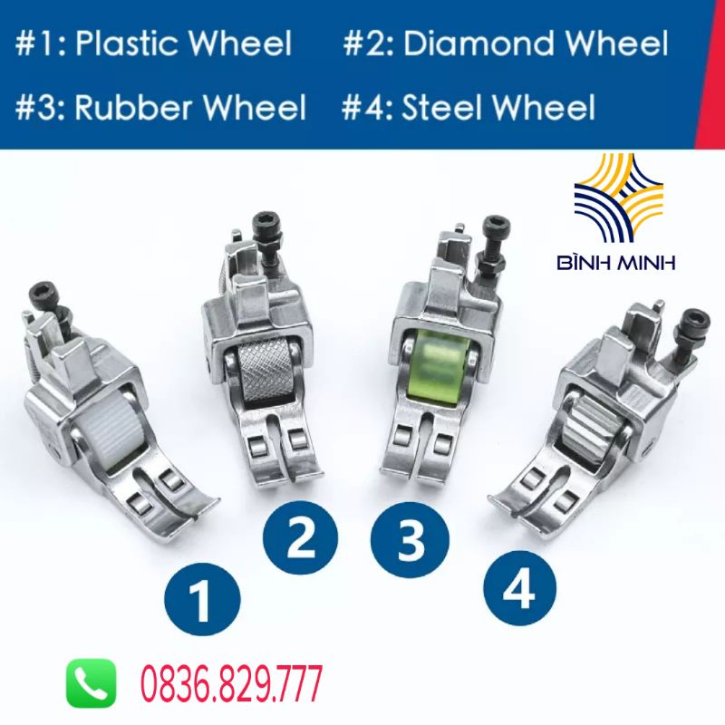 Chân vịt chống nhăn 3 BÁNH XE dùng trong máy may công nghiệp 1 kim
