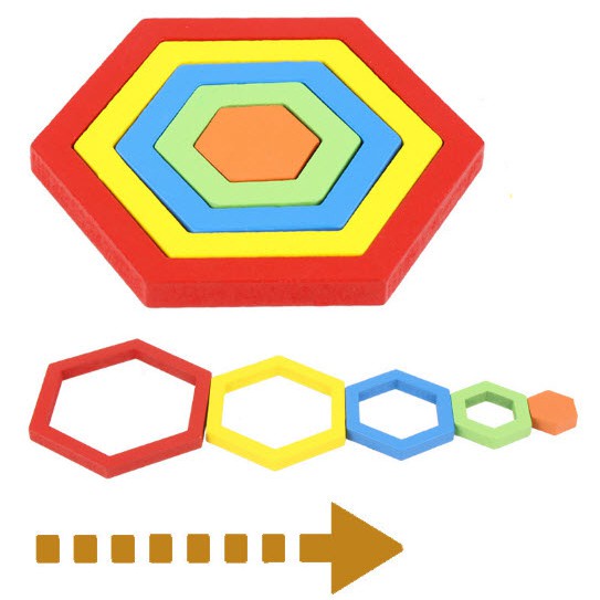 [Giáo dục sớm] Giáo Cụ Montessori Các Khối Hình Học Đồng Tâm Nhiều Màu Cầu Vồng Cho Bé 0-4 Tuổi