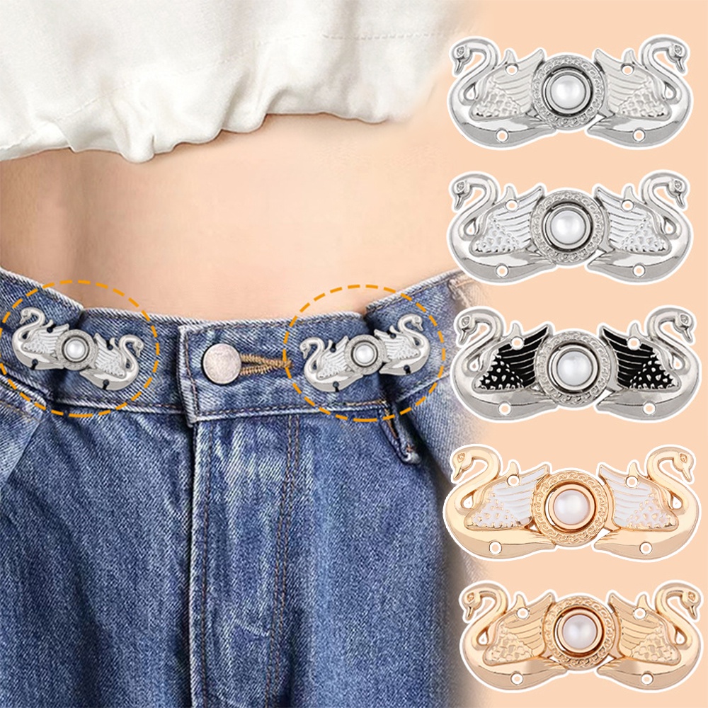 1 Cặp Kẹp Kim Loại Vô Hình Có Thể Điều Chỉnh Được Dùng May Quần Jean DIY