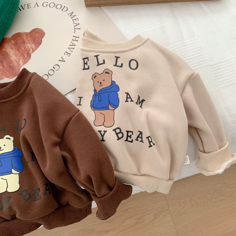 Áo Giữ Nhiệt mùa đông Có Lót Lông Cho Bé Trai Bé Gái Phong Cách Hàn Quốc