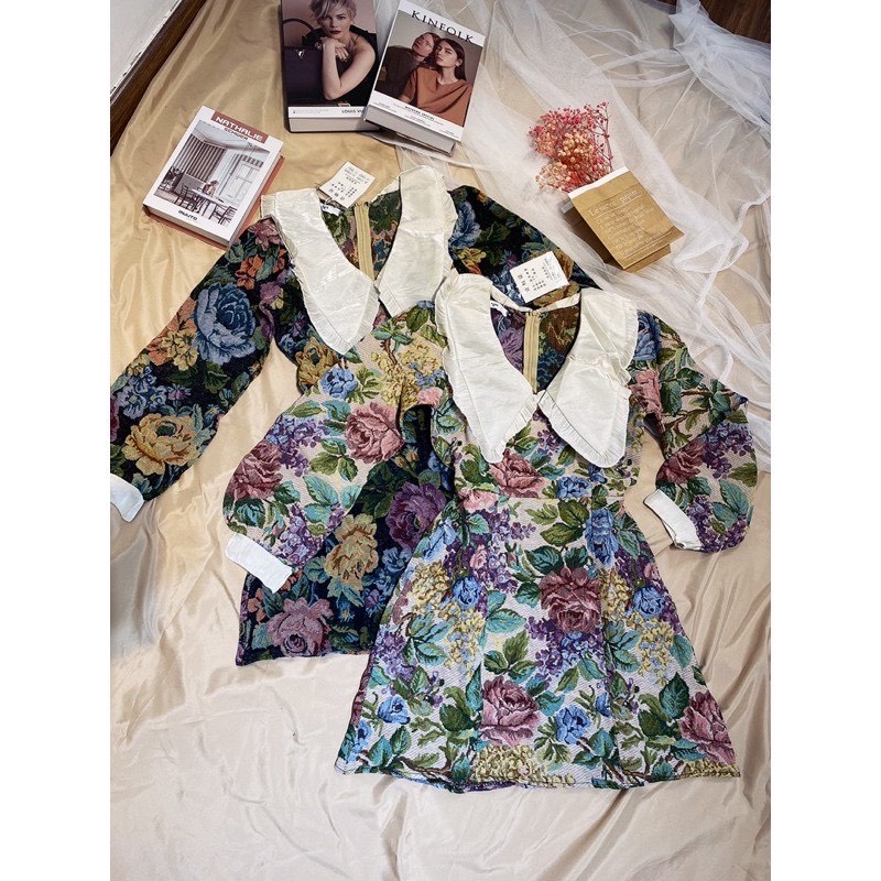 Váy gấm hoa , đầm gấm xinh đón tết