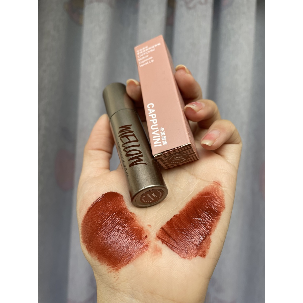 Son kem Cafe CAPPUVINI mềm mịn căng mọng môi Mellow Espresso Velvet Lip Tint Coffee CAPU52 cao cấp
