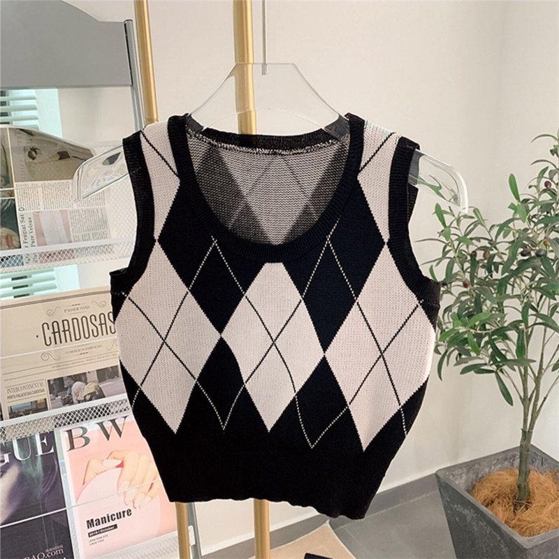 Áo Dệt Kim Không Tay Dáng Ngắn Phong Cách Thời Trang Hàn Quốc