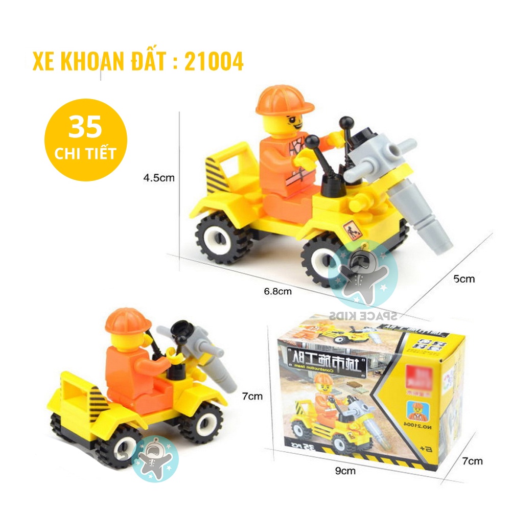 Đồ chơi lắp ráp mô hình 3d xe cẩu, xe công trường xây dựng từ 35 đến 38 chi tiết Space Kids