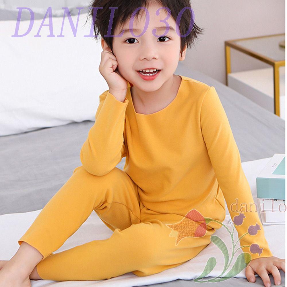 Bộ Đồ Lót Giữ Nhiệt Cổ Tròn Mềm Mại Màu Trơn Thời Trang Thu Đông Cho Bé Trai Và Gái