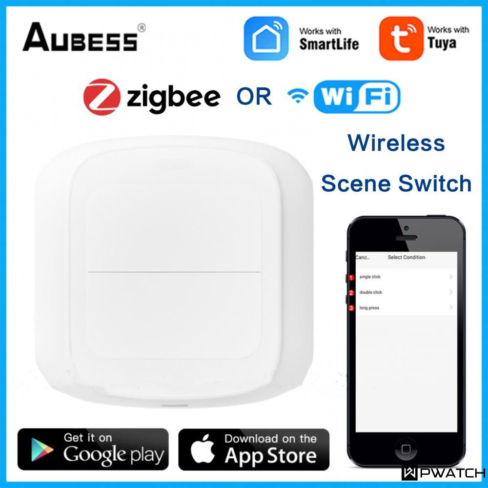 Công Tắc 12 Cảnh Không Dây Wifi Tuya Zigbee 2 Gang Bộ Điều Khiển Nút Nhấn Điều Khiển Từ Xa Tự Động Chạy Bằng Pin Cho Thiết Bị Tuya [Pwatch】