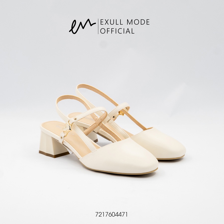 Giày Cao Gót Exull Mode Dáng Slingback Hở Gót Mũi Tròn Đế Vuông Thời Trang Nữ 72176004