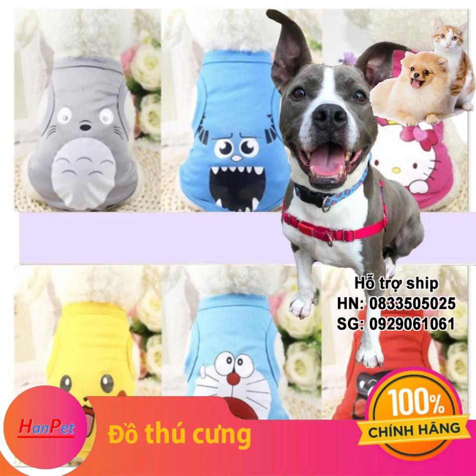 Quần áo cho chó mèo in hình cute loại ba lỗ (hè thu) đủ size