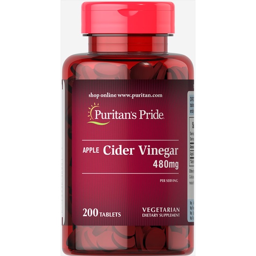 Viên uống giảm cân, giảm mỡ máu, ổn định đường huyết Puritan's Pride Apple Cider Vinegar 480mg 200v