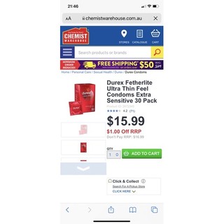 Bao Cao Su Durex Ultra Thin Feel Fetherlite (Hộp 30 chiếc) - Úc