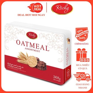 Bánh yến mạch socola richy oatneal hộp thiếc 368g