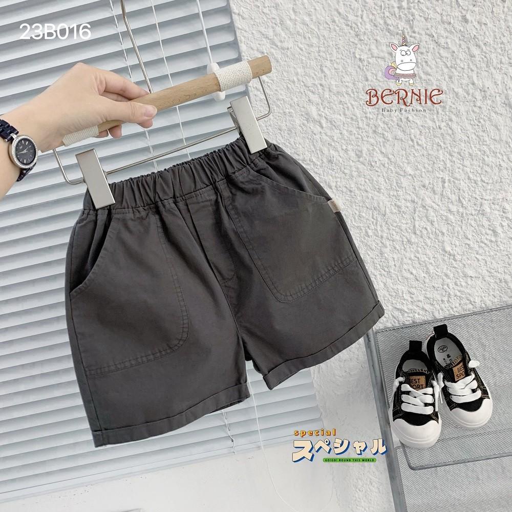 Set bộ đi chơi bé trai BERNIE áo sơ mi trắng cà vạt phối kẻ cho bé từ 9 đến 24kg