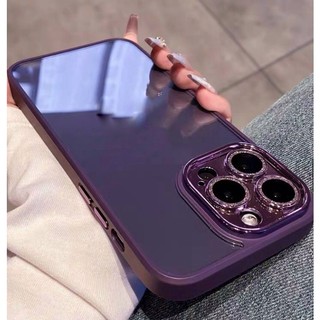 Ốp Miruyi kính trong viền màu camera gắn đá nhũ cho iPhone 13 / 13 Pro / 13 Pro Max + 14/pro/plus/prm sang trọng