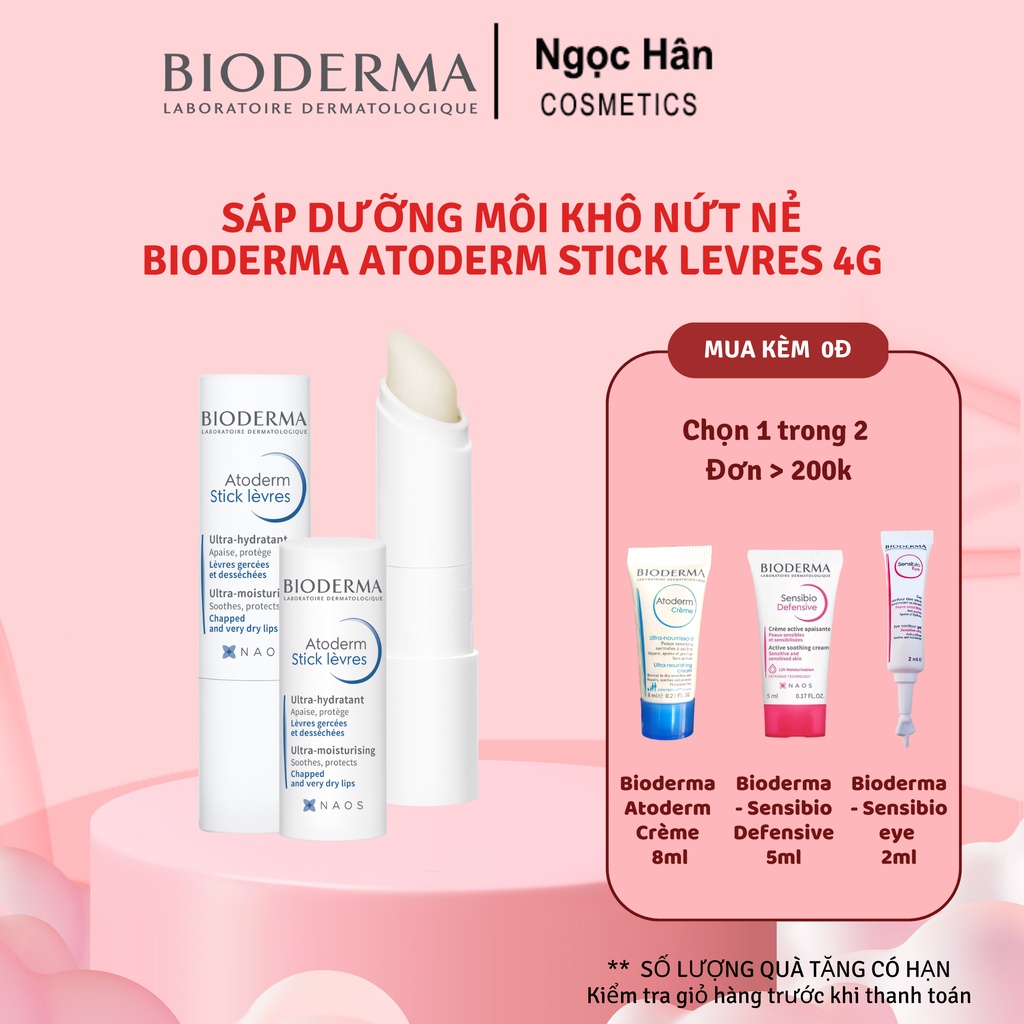 Sáp dưỡng môi khô nứt nẻ Bioderma Atoderm Stick Levres 4g - Ngochan Cosmetics