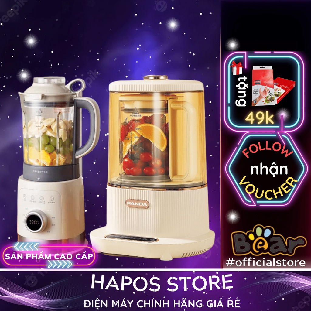 Máy làm sữa hạt Bear 1.5L, Công Suất 1000W, máy nấu sữa hạt đa năng mini xay sinh tố, bột khô, cháo, đậu nành - HAPOS