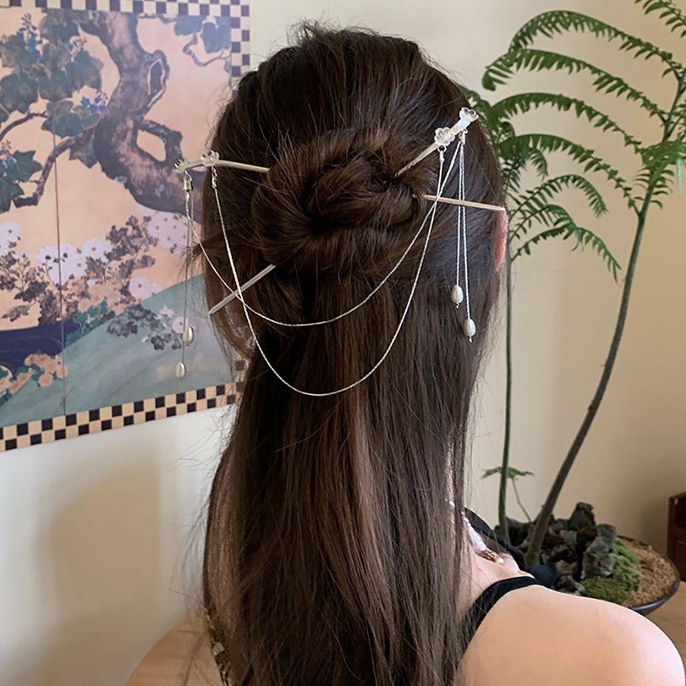 Trâm Cài Tóc Đuôi Ngựa Phối Tua Rua Đôi Phong Cách Hanfu Đơn Giản Cho Nam Và Nữ