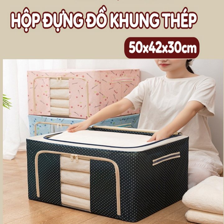 Hộp đựng quần áo chăn màn đa năng thông minh màn túi bằng vải khung thép kim loại gấp xếp gọn size lớn