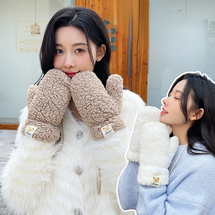 1 Đôi Găng Tay Hình Móng Vuốt Gấu Trắng Dễ Thương Giữ Ấm Chống Gió Mùa Đông