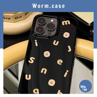Ốp điện thoại mềm màu đen nhiều chữ và icon worm.case