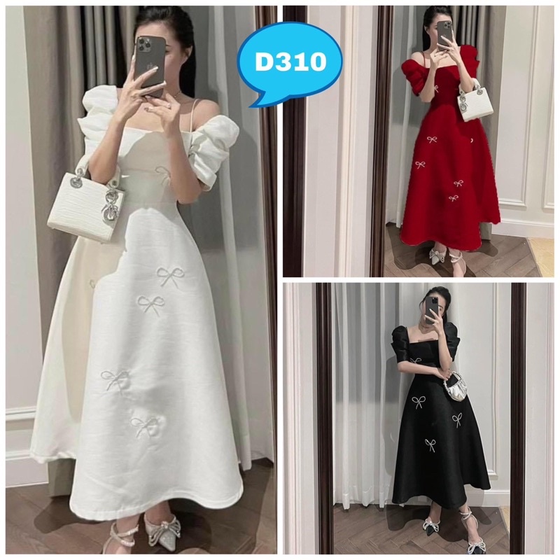(D310 SHOP TÁO ĐỎ BIGSIZE 50KG ĐẾN 90KG ) đầm đi tiệc đính nơ tapta