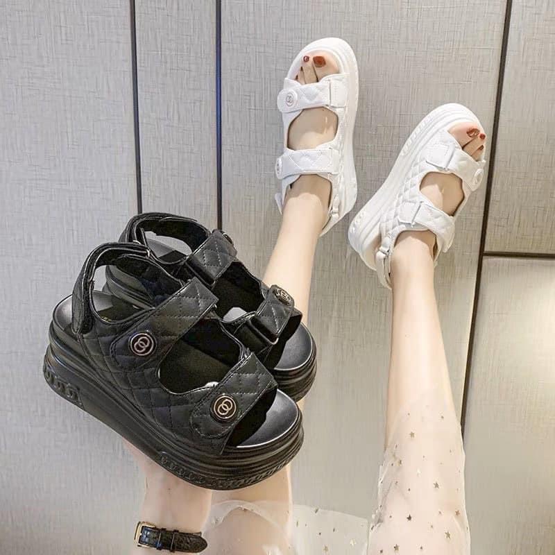 Sandal quai hậu ĐỘN ĐẾ 7cm chất da hàng QC cực đẹp