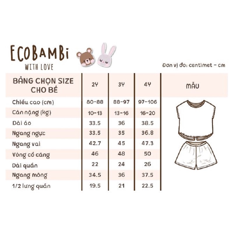 Bộ thun cotton TAY CÁNH DƠI - xẻ tà, quần short phong cách Hàn Quốc in hoa nhí dễ thương cho bé gái ECOBAMBI