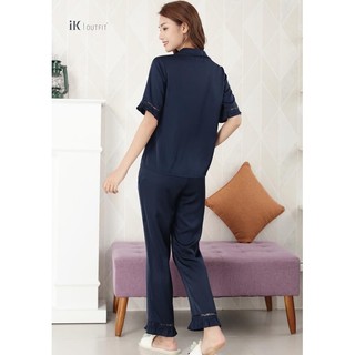 Bộ lụa cộc tay quần dài IK 0859