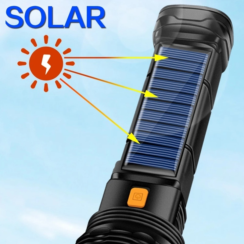 Đèn Pin Năng Lượng Mặt Trời COB Cầm Tay 3 Chế Độ Sáng Cao Lumen Chống Nước Có Thể Sạc Lại Dùng Cho Leo Núi / Cắm Trại