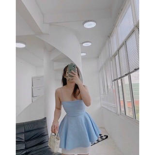 Set áo croptop 2 dây peplum kèm chân váy