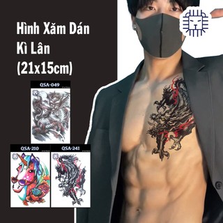 [Loại Ngắn Ngày] Hình Xăm Dán Kì Lân, Ngựa Một Sừng Chụp Ảnh, Đóng Phim, Dễ Dàng Tẩy Xóa - Dùng 2-5 Ngày (21x15cm)