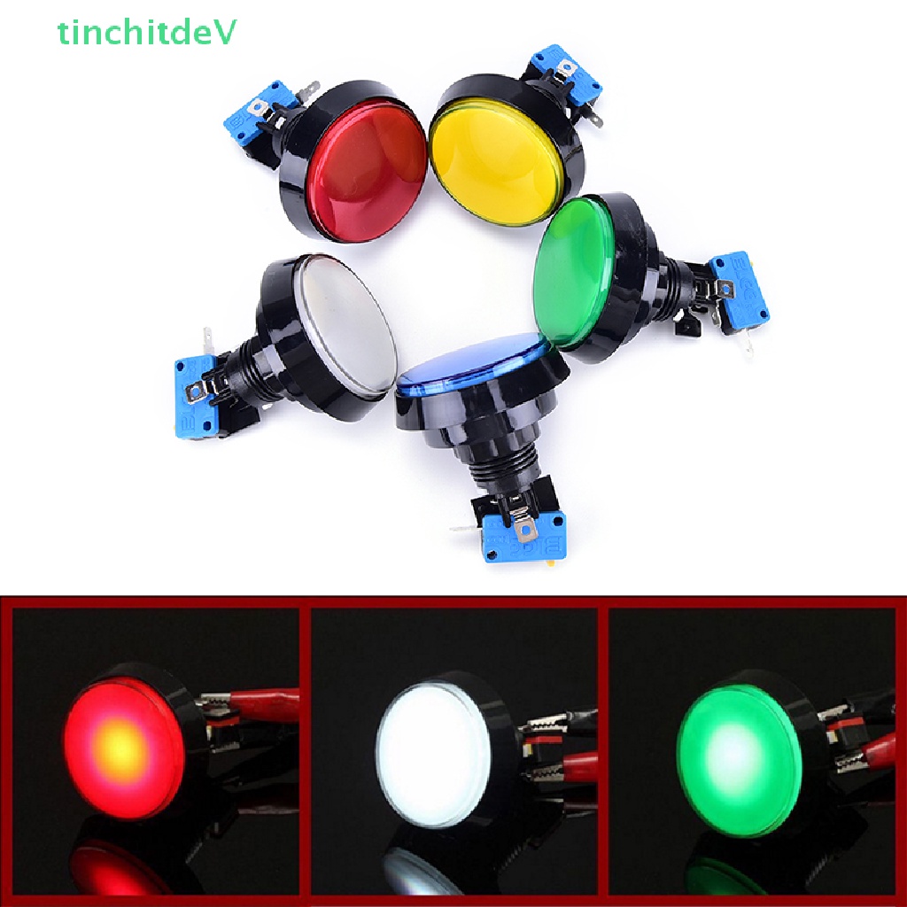 [TinchitdeV] Đèn LED 60mm Hình Tròn Lớn Có Công Tắc Nút Nhấn Cho Trò Chơi Arcade Video