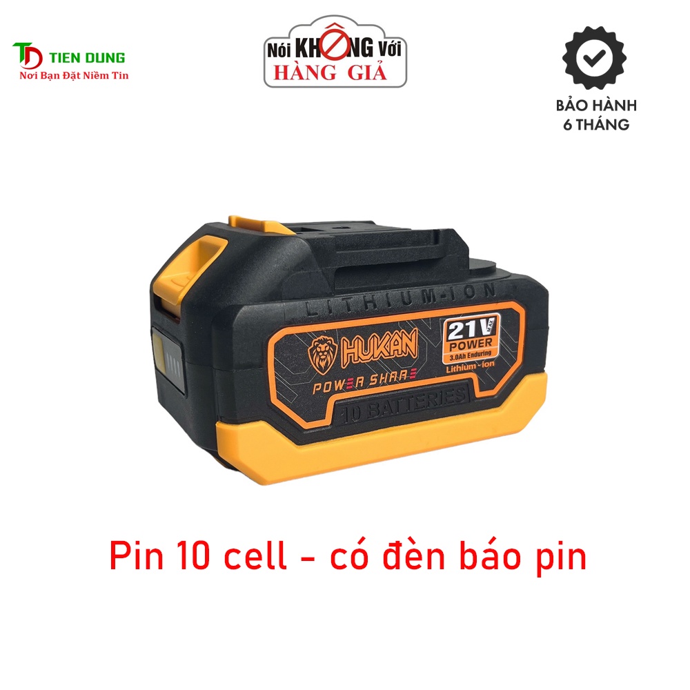 Pin 21V 10 Cell HUKAN Cho Máy khoan, Máy Siết Bulong Chân Pin Phổ Thông