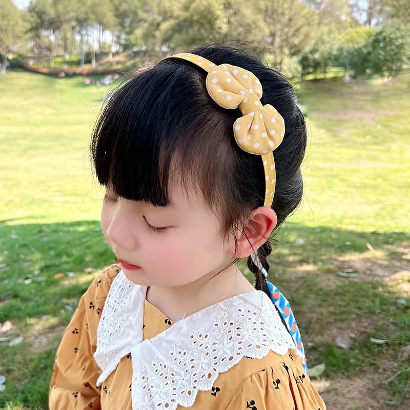 Băng Đô Nơ Họa Tiết Chấm Bi Dễ Thương Dành Cho Bé Gái