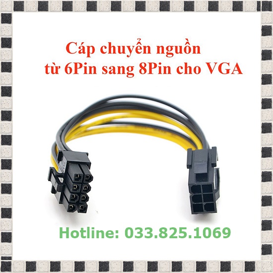 Cáp chuyển nguồn đầu 6 Pin Cái sang 8 Pin Đực_Loại cao cấp