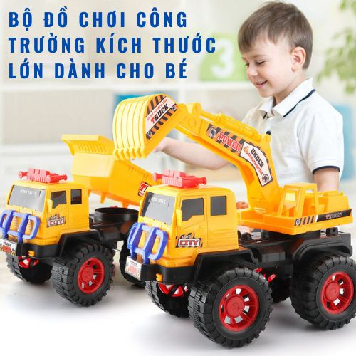 Bộ Ô tô Đồ Chơi Các Loại Xe Xây Dựng BBS: Máy xúc, Xe tải, Cần Cẩu Cho Trẻ Em