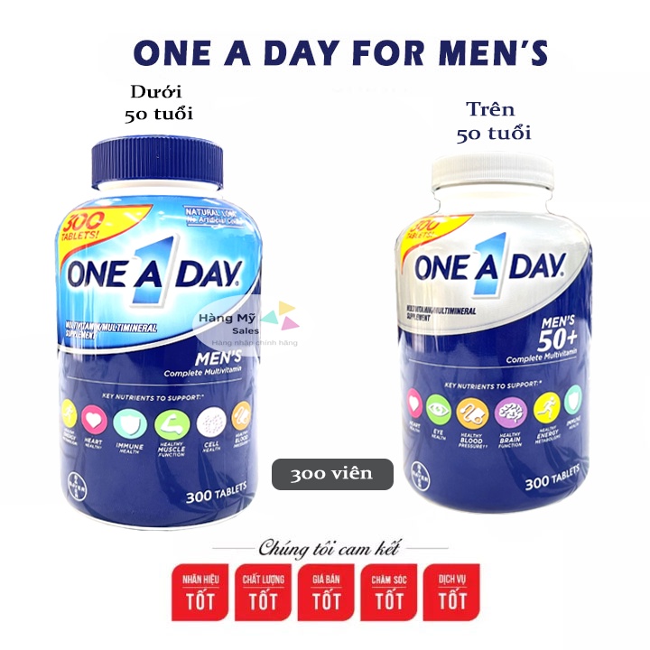 Vitamin Tổng Hợp Khoáng Chất ONE A DAY Multivitamin Cho Nam Dưới 50 và Trên 50t - Nhập Mỹ