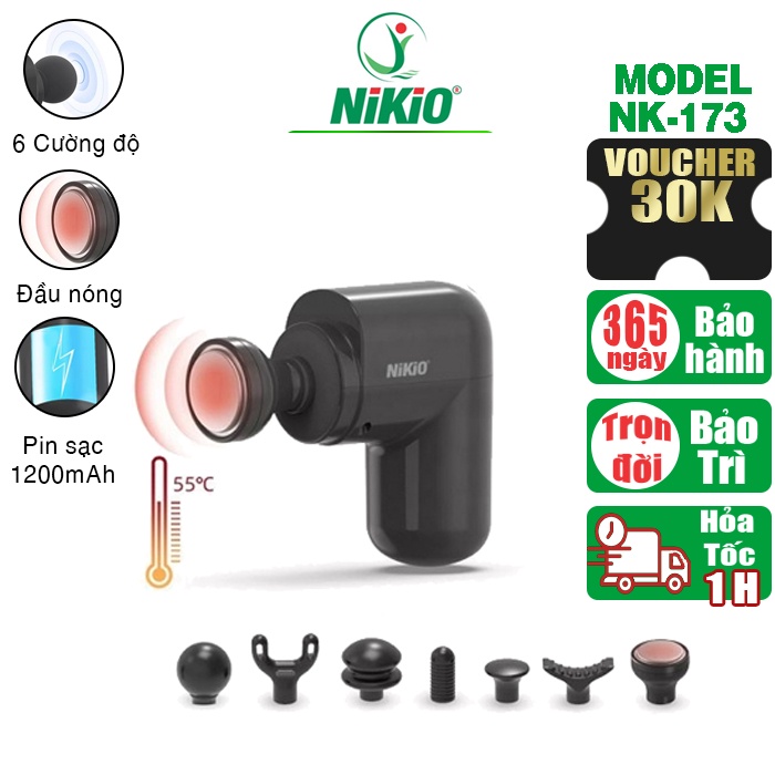Máy Massage Cầm Tay Siêu Mini NK-173 - Có Đầu Nóng, Hỗ Trợ Mát Xa Chuyên Sâu, Giảm Đau Cơ, Cứng Khớp - Chính Hãng