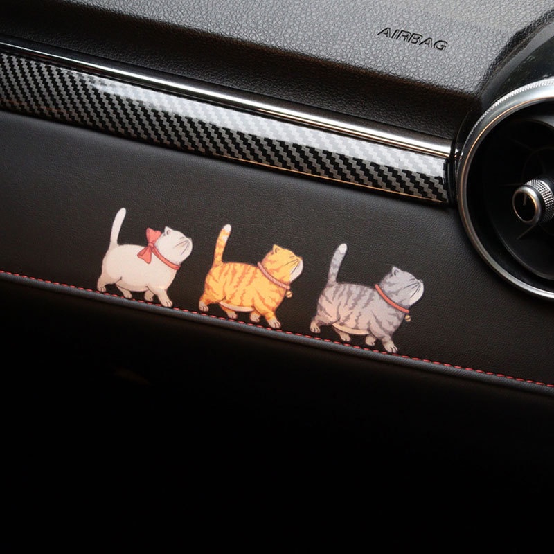 Đề Can Dán Trang Trí Xe Hơi Tự Dính Bằng PVC Chống Nước Hình Mèo Hoạt Hình Sáng Tạo