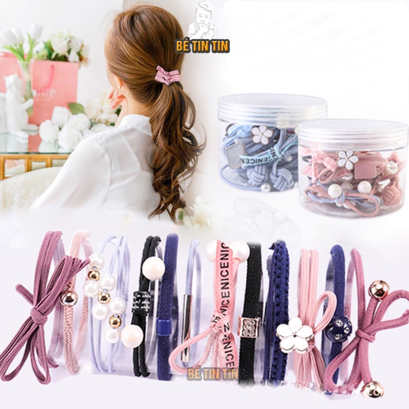 Thun thái cột tóc / 12 dây cột tóc Hàn Quốc cho bé tóc dày