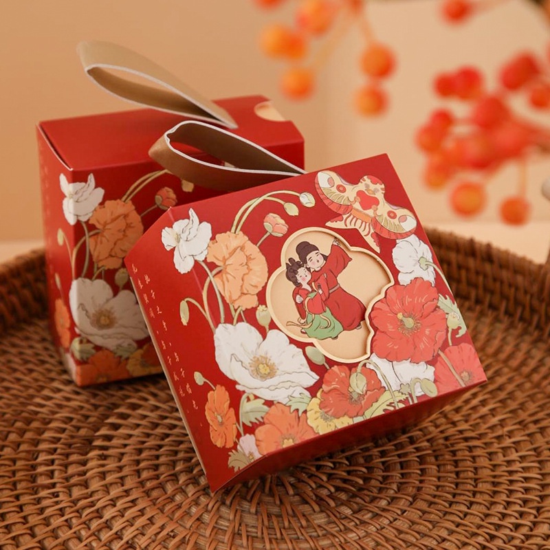 Hộp đựng quà cưới , hộp đựng chè, bánh kẹo, mỹ phẩm - Khách tự gấp hộp- kích thước 8.5x8.5x4.5cm