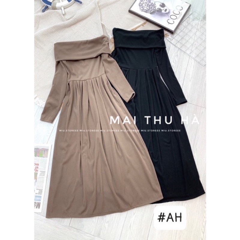 VÁY TRỄ VAI TRƠN LEN TĂM DÁNG DÀI VTVDDT