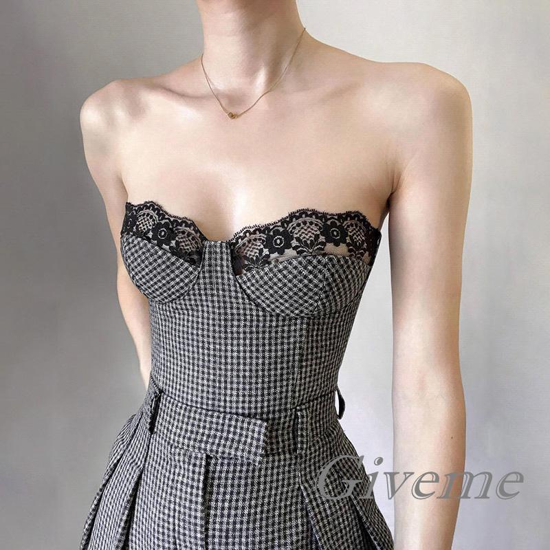 Áo Lửng Cúp Ngực Phối Ren Thời Trang Cho Nữ