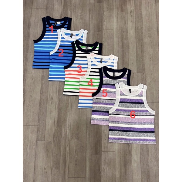 BEUCLOSET - Áo ba lỗ sọc ngang đủ màu chất thun mềm