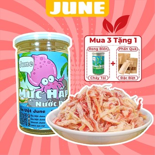 Mực hấp nước dừa hũ 300g khô mực sợi hấp nước dừa siêu ngon đậm đà loại đặc biệt, đồ ăn vặt June ngon bổ rẻ