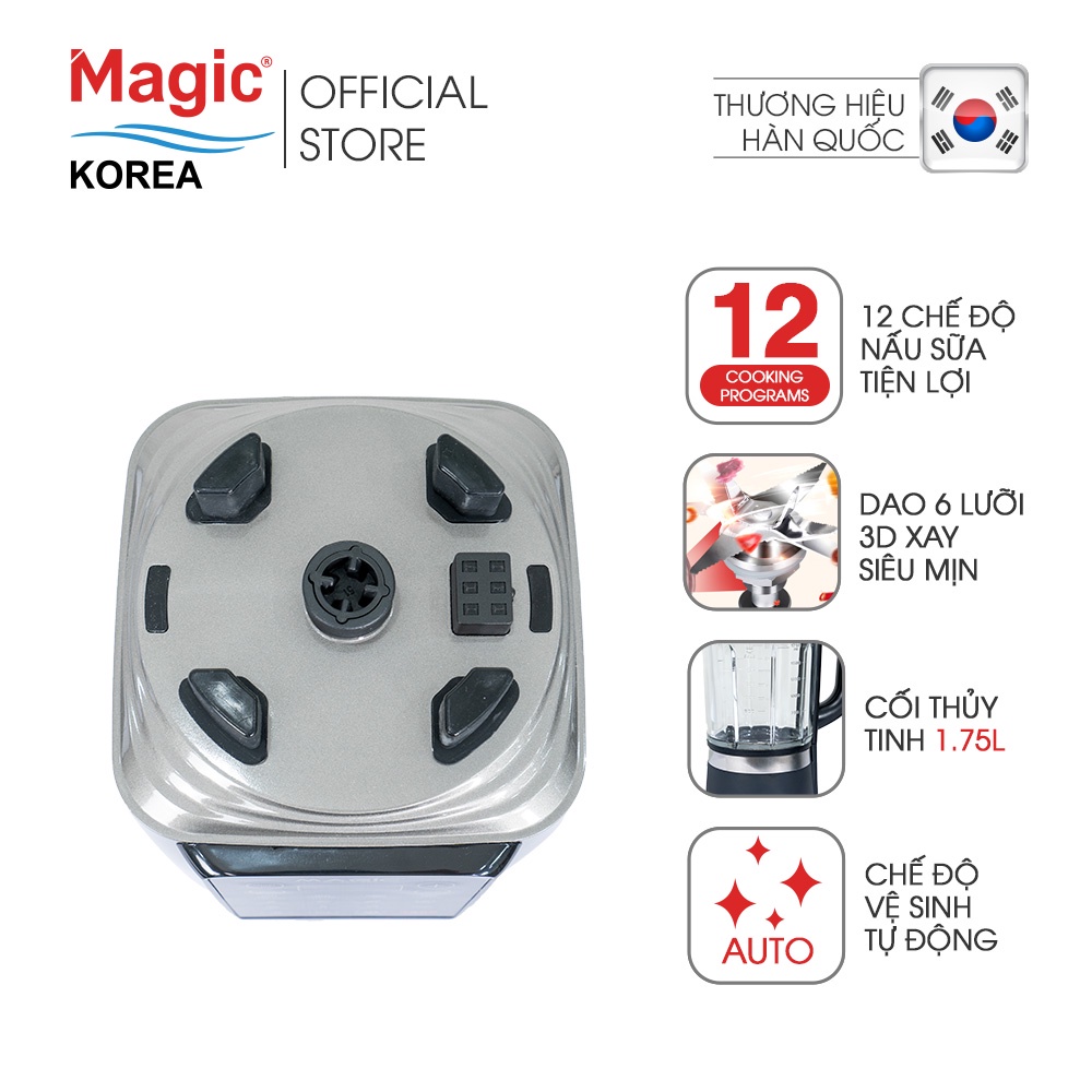 Máy Xay Nấu Đa Năng 3D 6 lưỡi dao Magic Korea A-96N, cối thủy tinh, 12 chế độ nấu sữa, bảo hành chính hãng