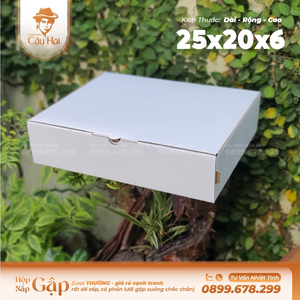 Set 50 hộp carton nắp GẬP 25x20x6