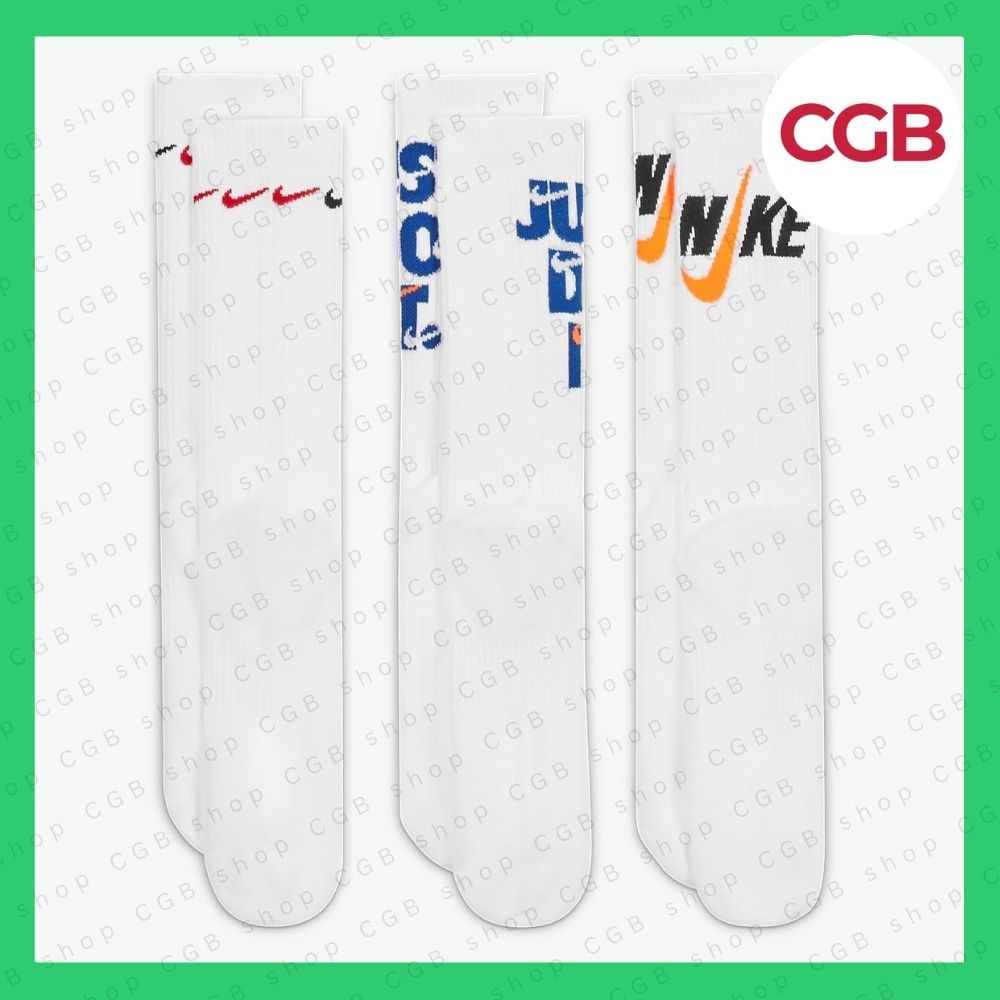 Vớ Tất Nike Cổ Cao Thể Thao Cushioned Công Nghệ Dri-Fit Drifit - Pack 3 Đôi