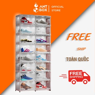 Tủ Đựng Giày Có Đèn Led Cảm Ứng Âm Thanh, Va Chạm Cao Cấp 16 Ngăn Antbox Bảo Hành 2 Năm STA2D16