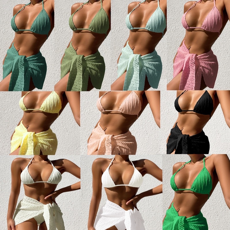 (M101 - LiLyBikini) SET BIKINI 3 MẢNH KÈM KHĂN QUẤN ĐI BIỂN ĐI DU LỊCH