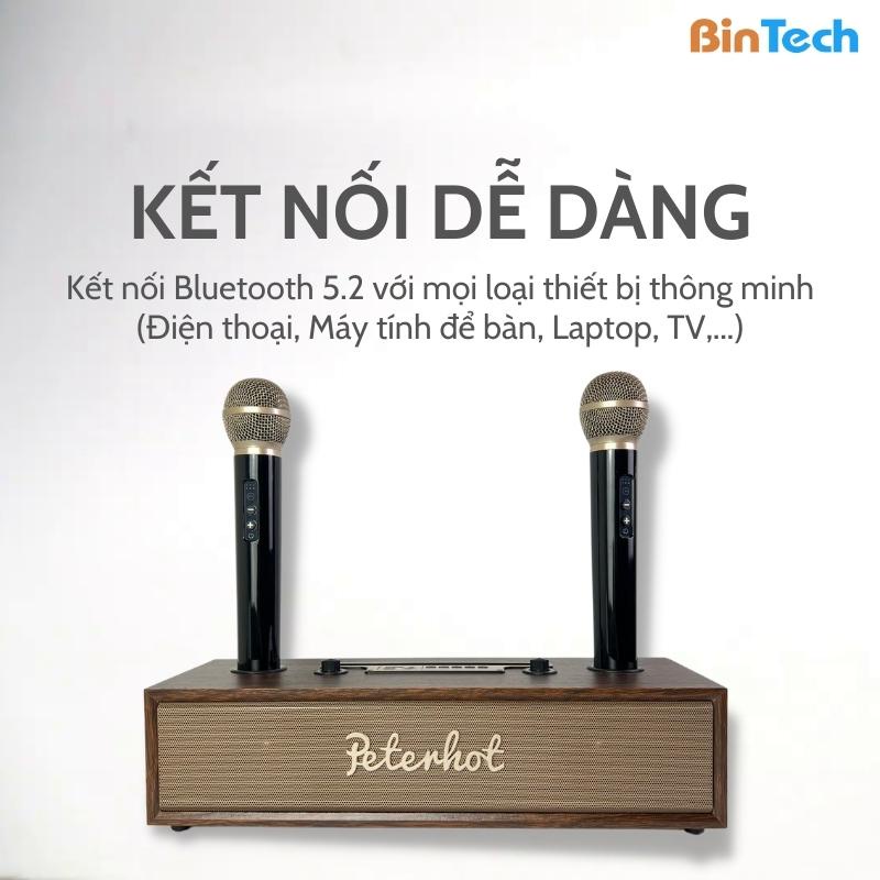 Loa karaoke bluetooth Peterhot A100 BINTECH 2 micro không dây, âm thanh siêu hay, bảo hành 12 tháng